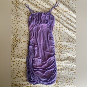 Mesh Purple Pink Ruched Bodycon Dress